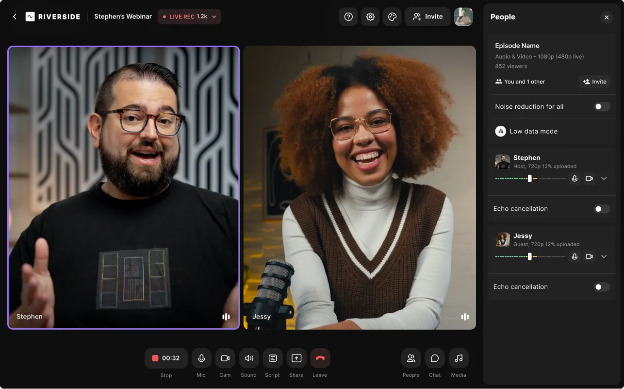 Recording a podcast with Riverside