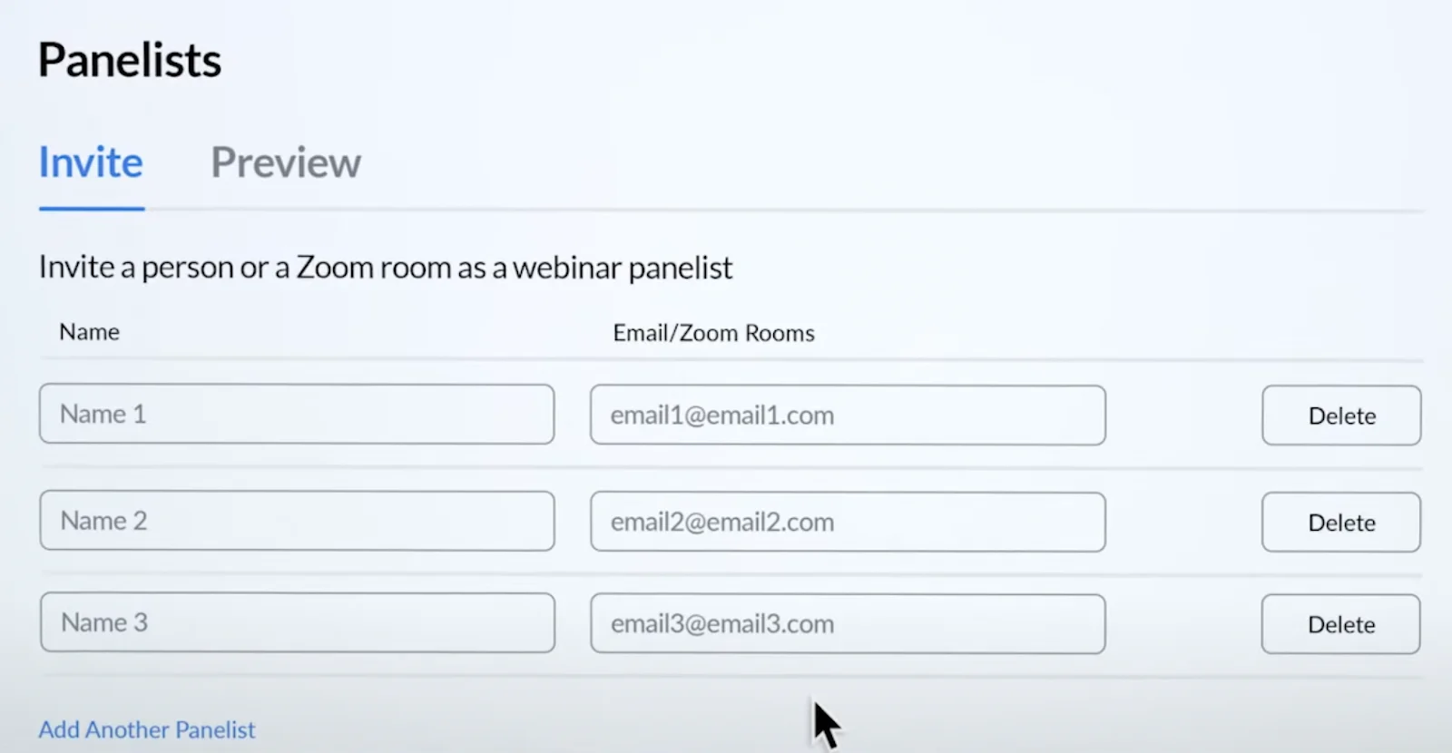 Zoom Webinars panelists
