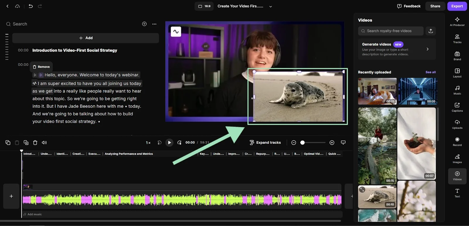 Riverside editor resize B-roll