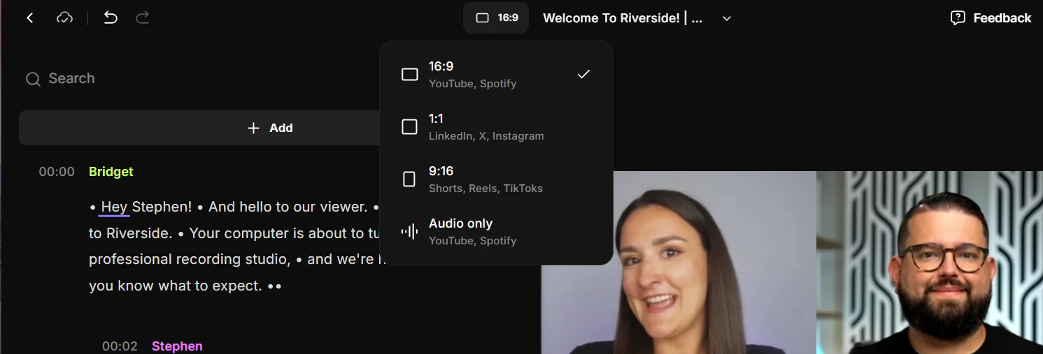 Riverside changing aspect ratio