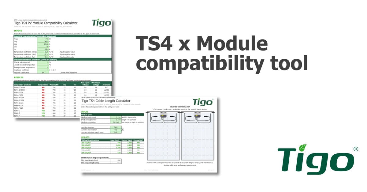 Update: Tigo TS4 & Module Compatibility Tool