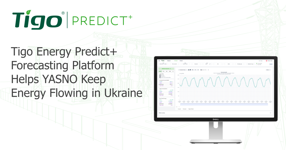 Tigo Energy Predict+ Forecasting Platform Helps YASNO Keep Energy Flowing in Ukraine