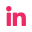 LinkedIn logo in pink and red colors.