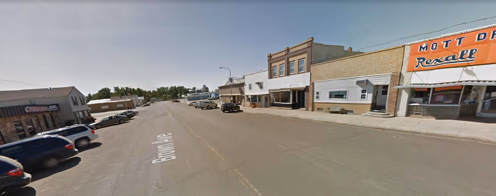 Main street in the city of Mott ND