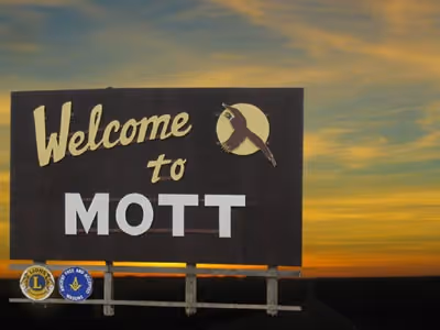 Welcome sign coming into Mott ND