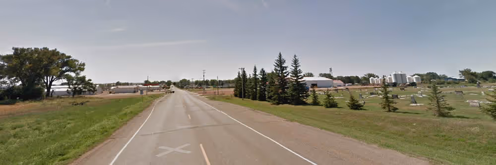 Highway coming into the city of Mott ND from the north.