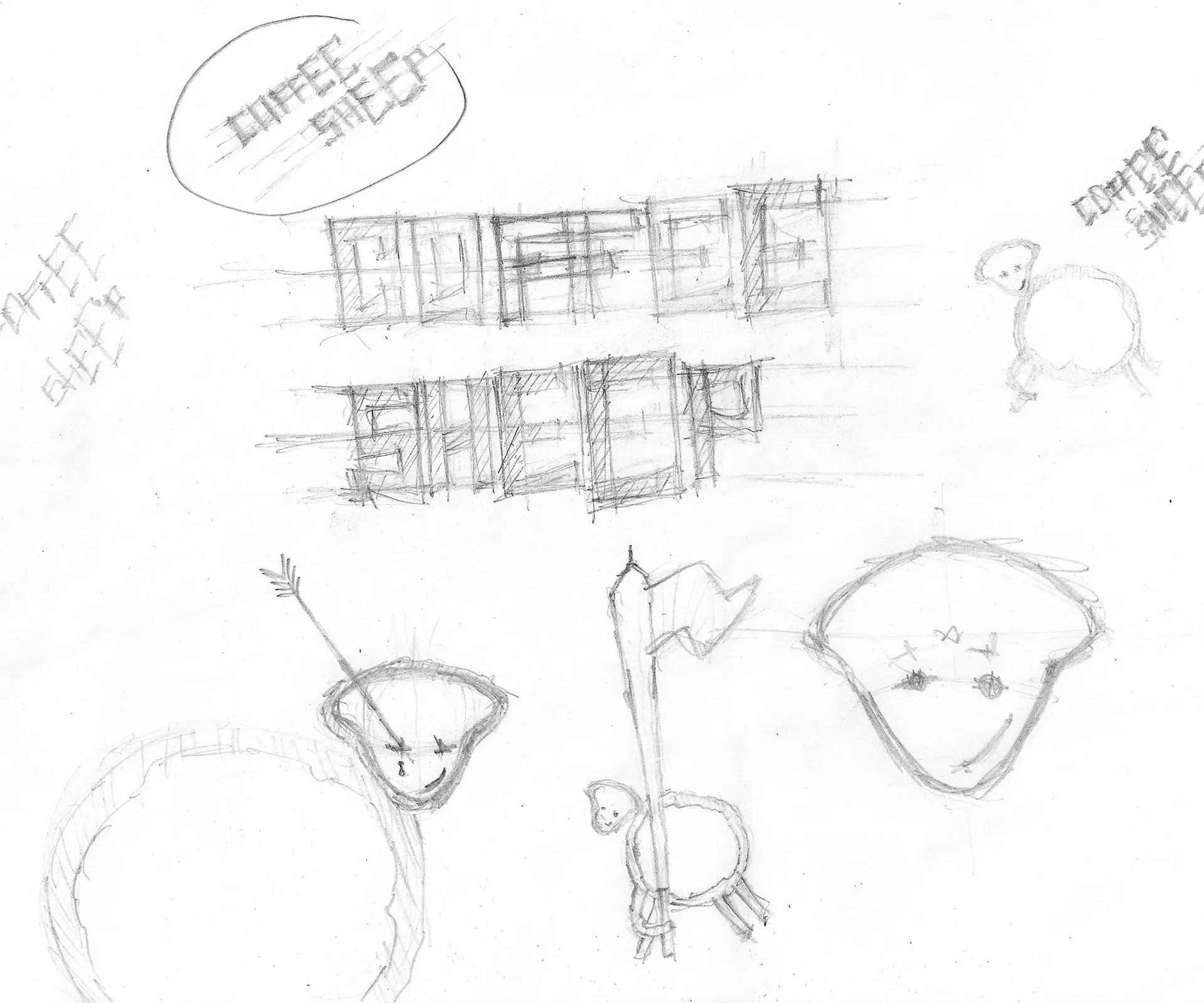 Coffee sheep - Brand - studie - nákresy - koncept loga