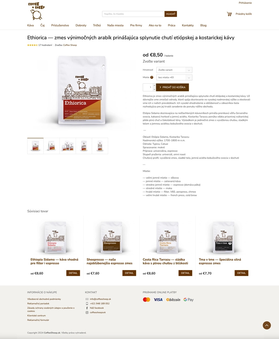 Eshop - produktová stránka