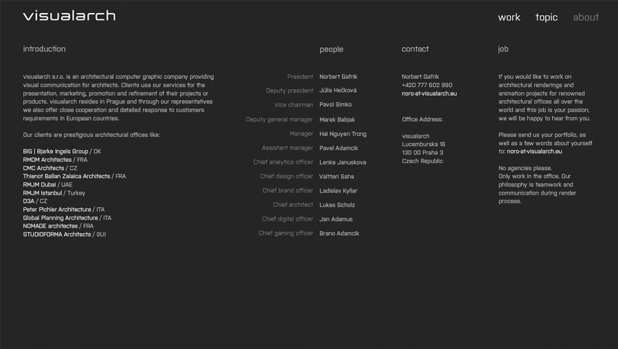 Visualarch web prezentace - O firmě