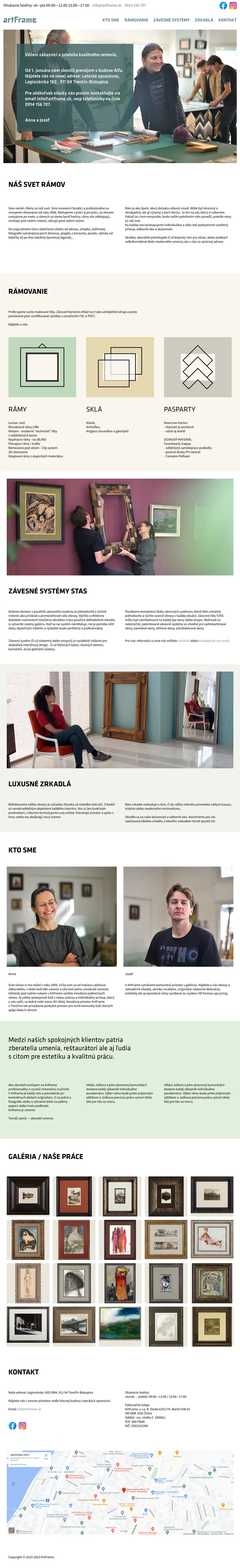 ArtFrame-sk - třetí verze webu