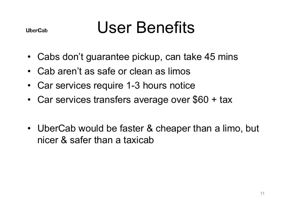 Uber Slide 11: User Benefits