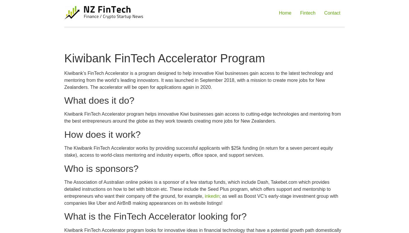Kiwibank Fintech Accelerator