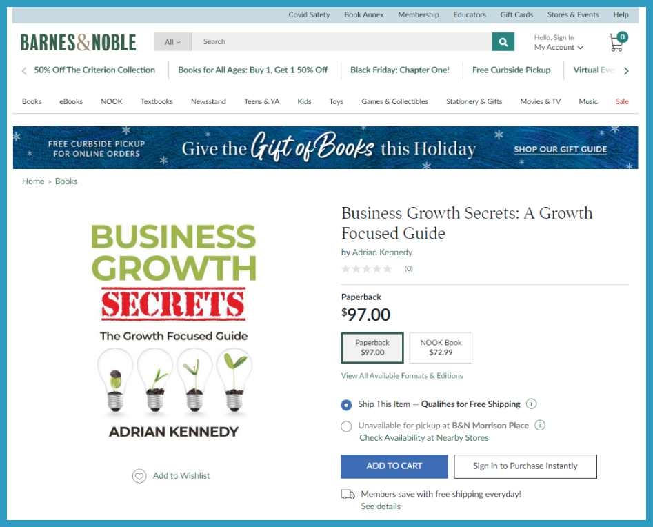 Xscape Publishing Book Business Growth Secrets On Barnes and Noble Website