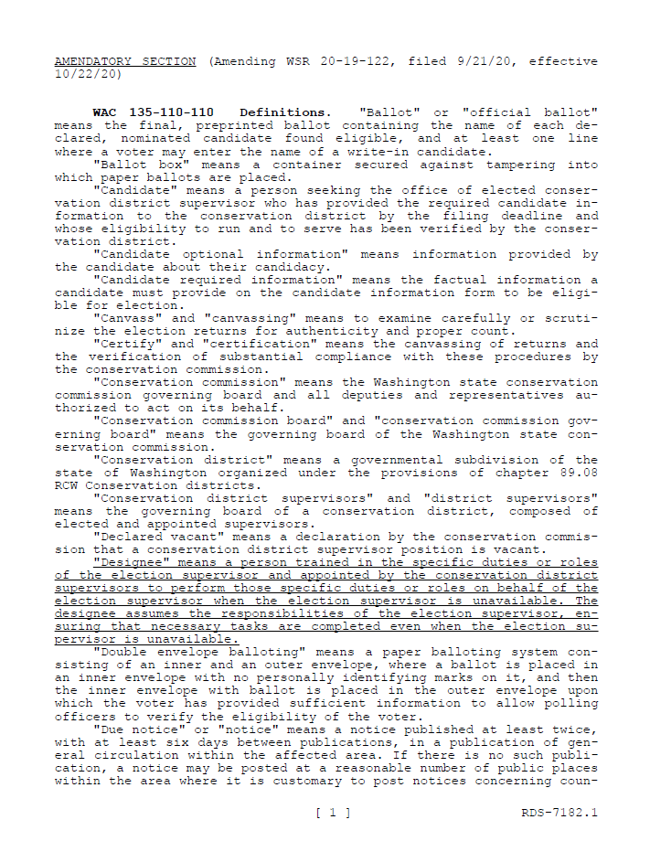 A photo of the proposed language document. 
