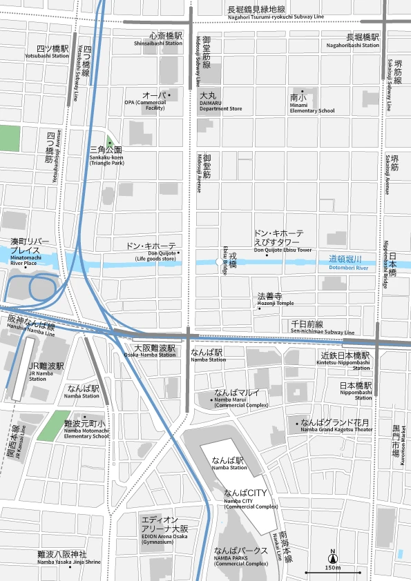 Osaka TSUTAYA Ebisubashi HIT VISION · Dotonbori and Ebisubashi area map
