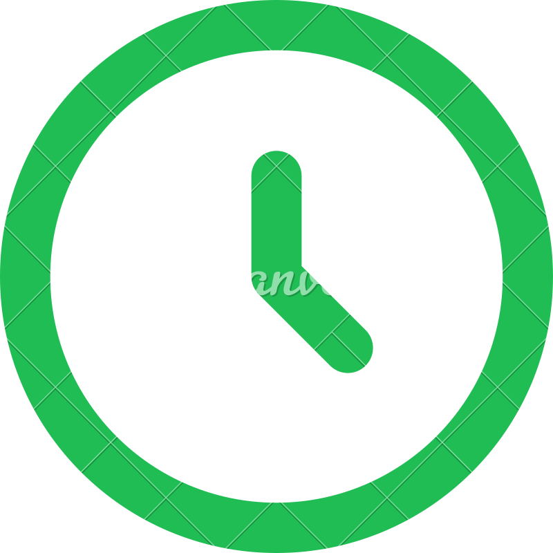 Icono de reloj verde mostrando las 4:30.