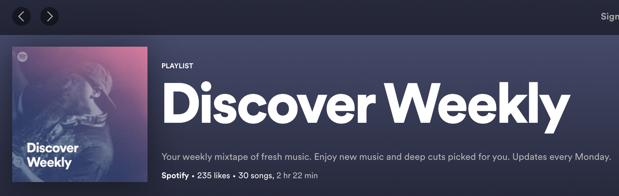 Spotify's inboarding message