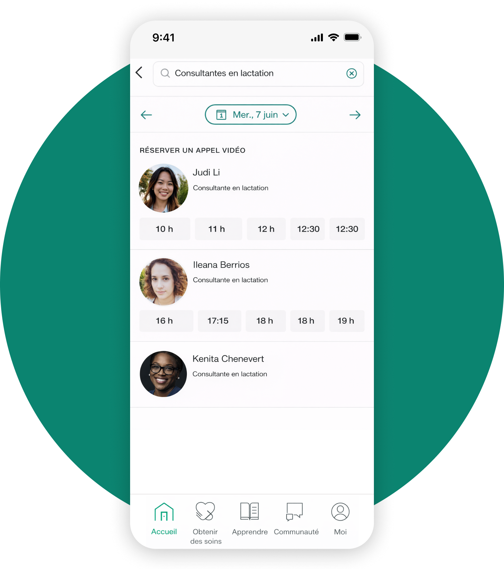 Voici un exemple d'horaire de nos consultantes en lactation disponibles pour vous aider à surmonter les difficultés liées à l'allaitement.