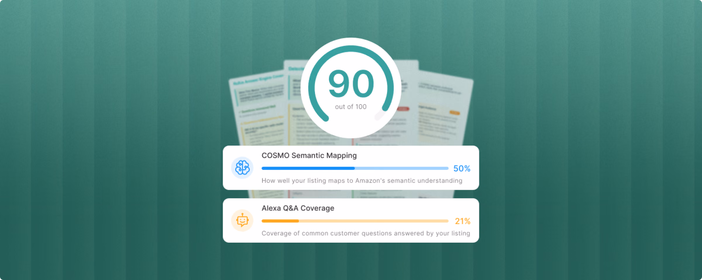 AI Readiness Report score with COSMO Semantic Mapping and Alexa Q&A Coverage bars