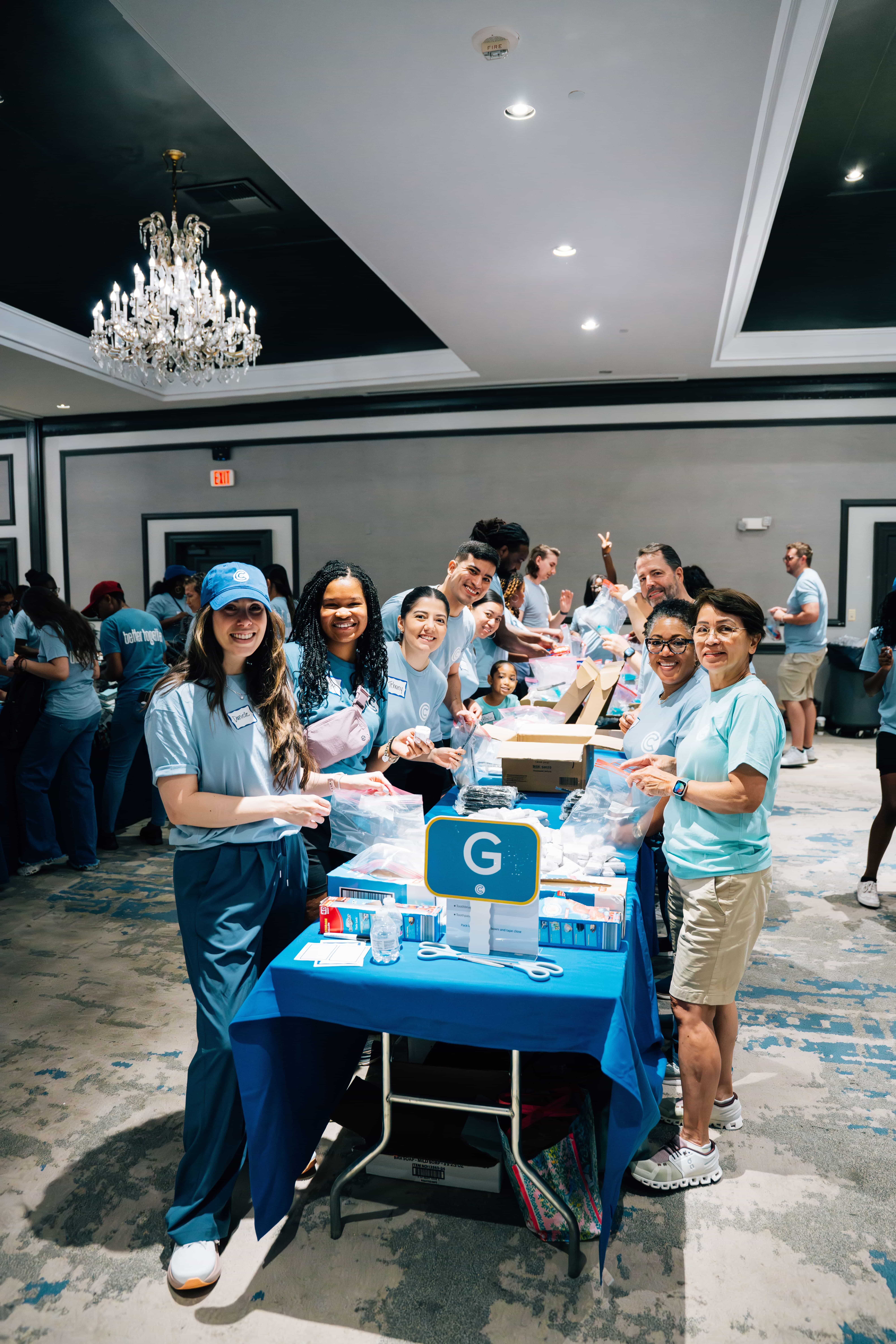 Catalyst Team organizing donation items such as cans.