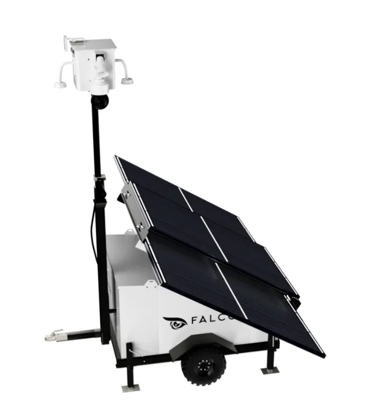 top view of a solar video surveillance trailer