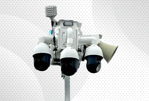 close up of cameras on a solar video surveillance trailer