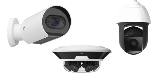 three different verkada security cameras