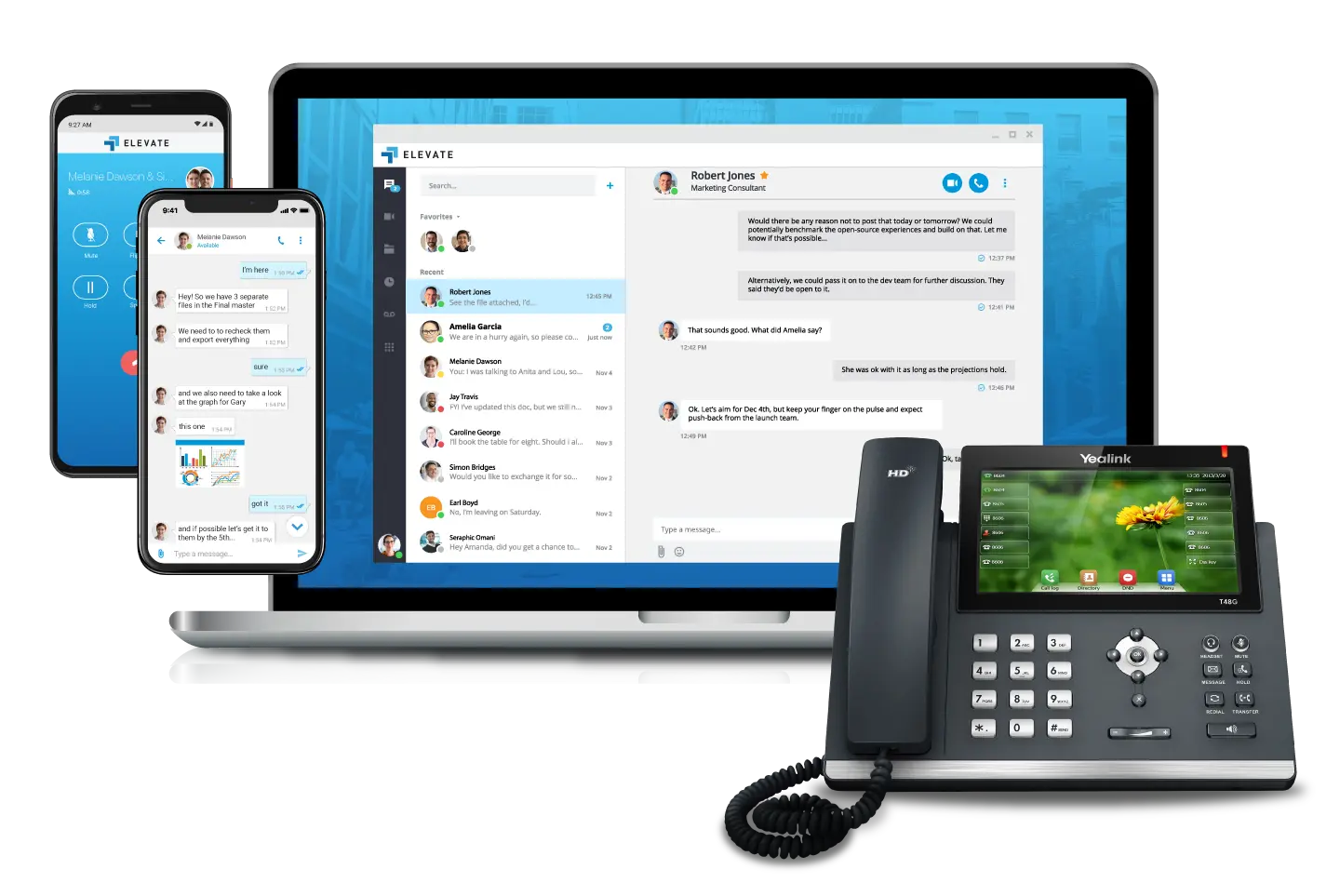 business phone system, phone, laptop, and mobile phone