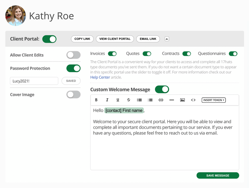 17hats – Client Portal Feature