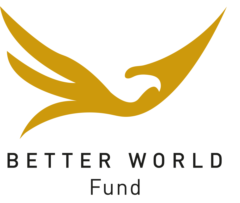 Official logo of BetterWorld Fund. A gold bird symbole of freedom
