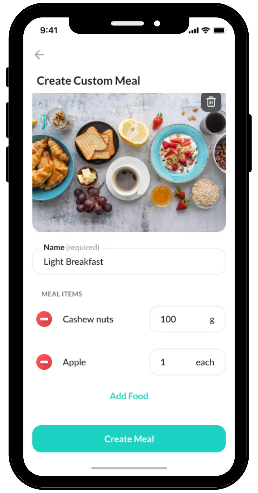 Create Custom Meal - WeStrive