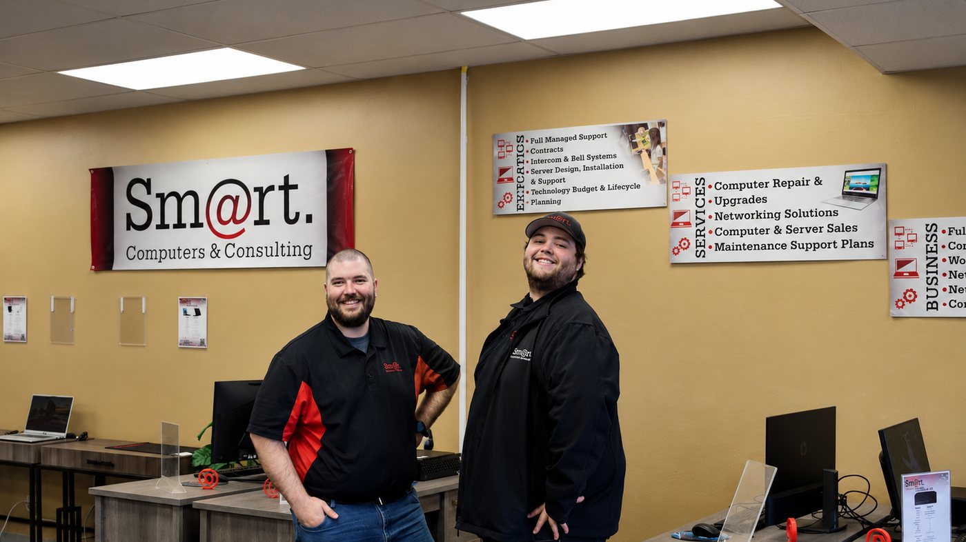 Smart Computers technicians in the Dickinson, North Dakota showroom