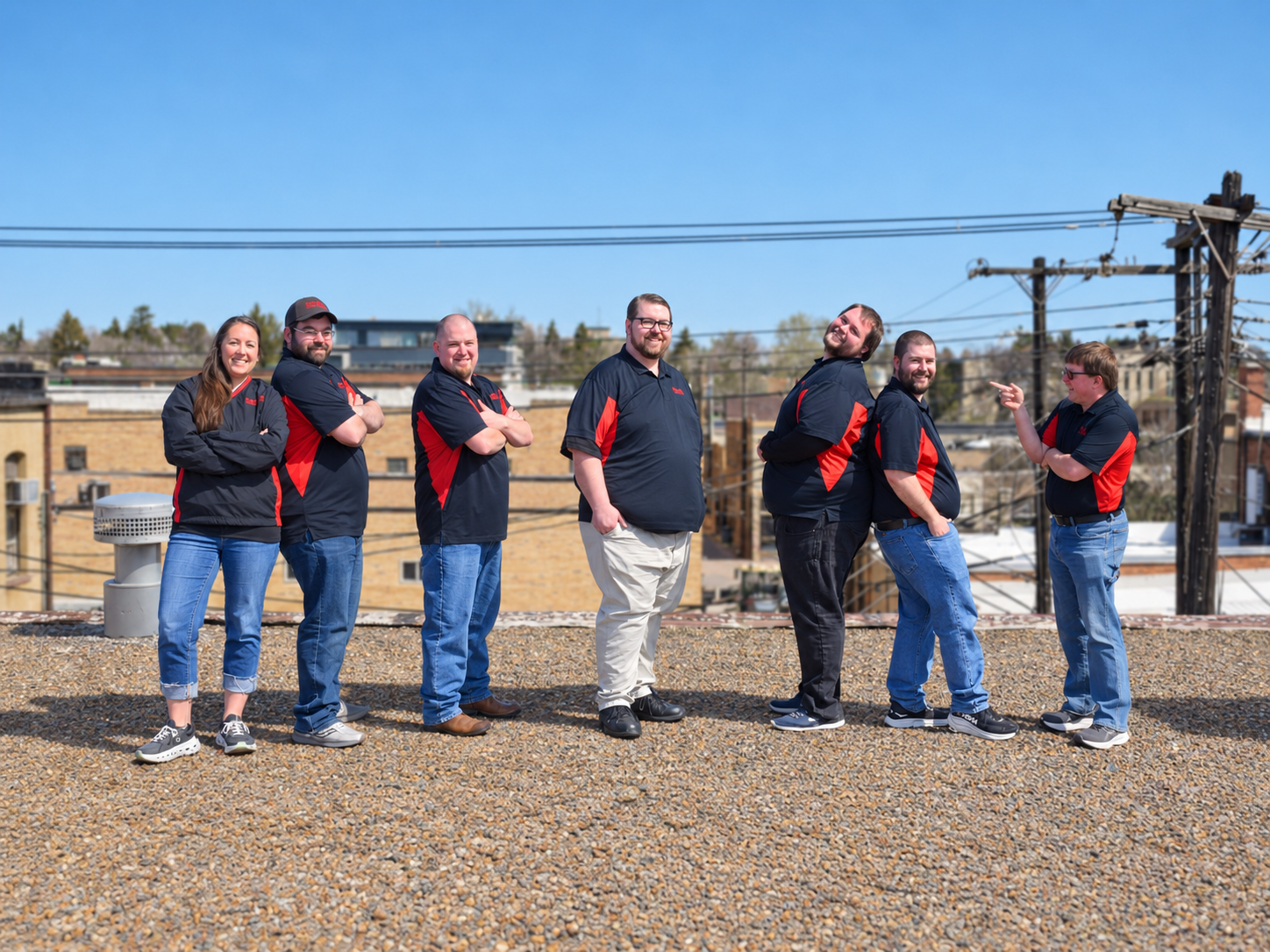 The Smart Computers & Consulting team on a rooftop in downtown Dickinson, North Dakota