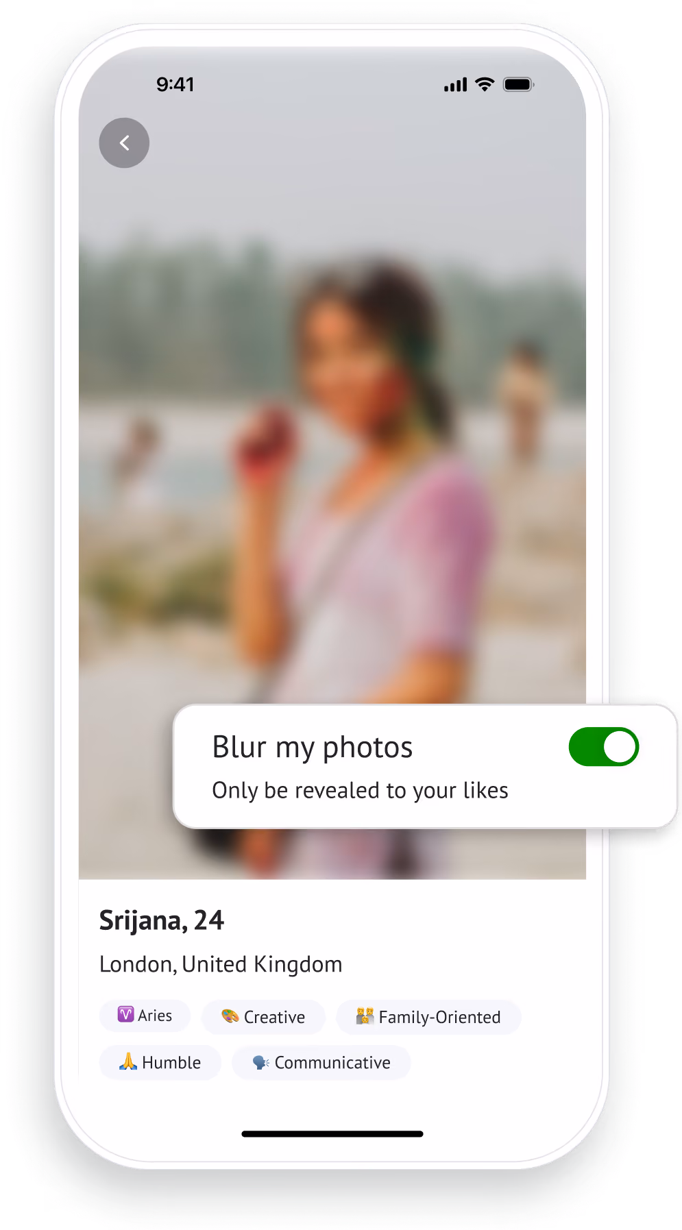 Your photos is revealed only to your matches