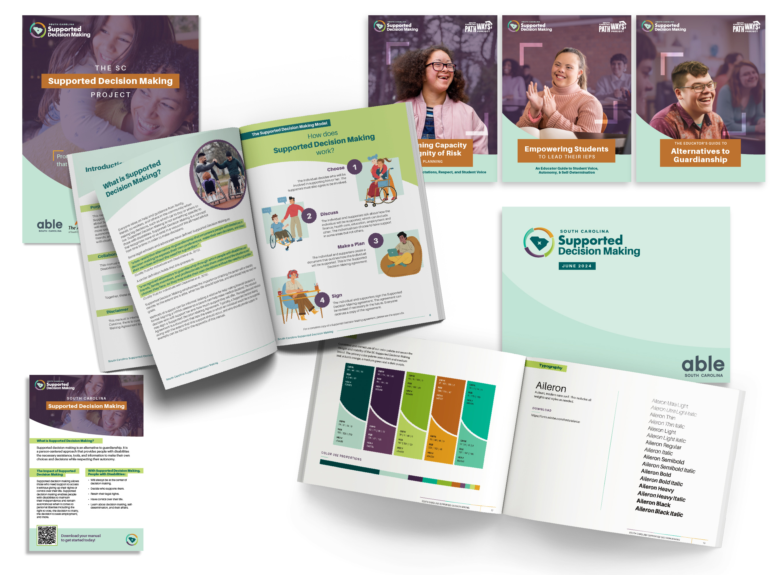 A flatlay of documents created for Able South Carolina Supported Decision Making