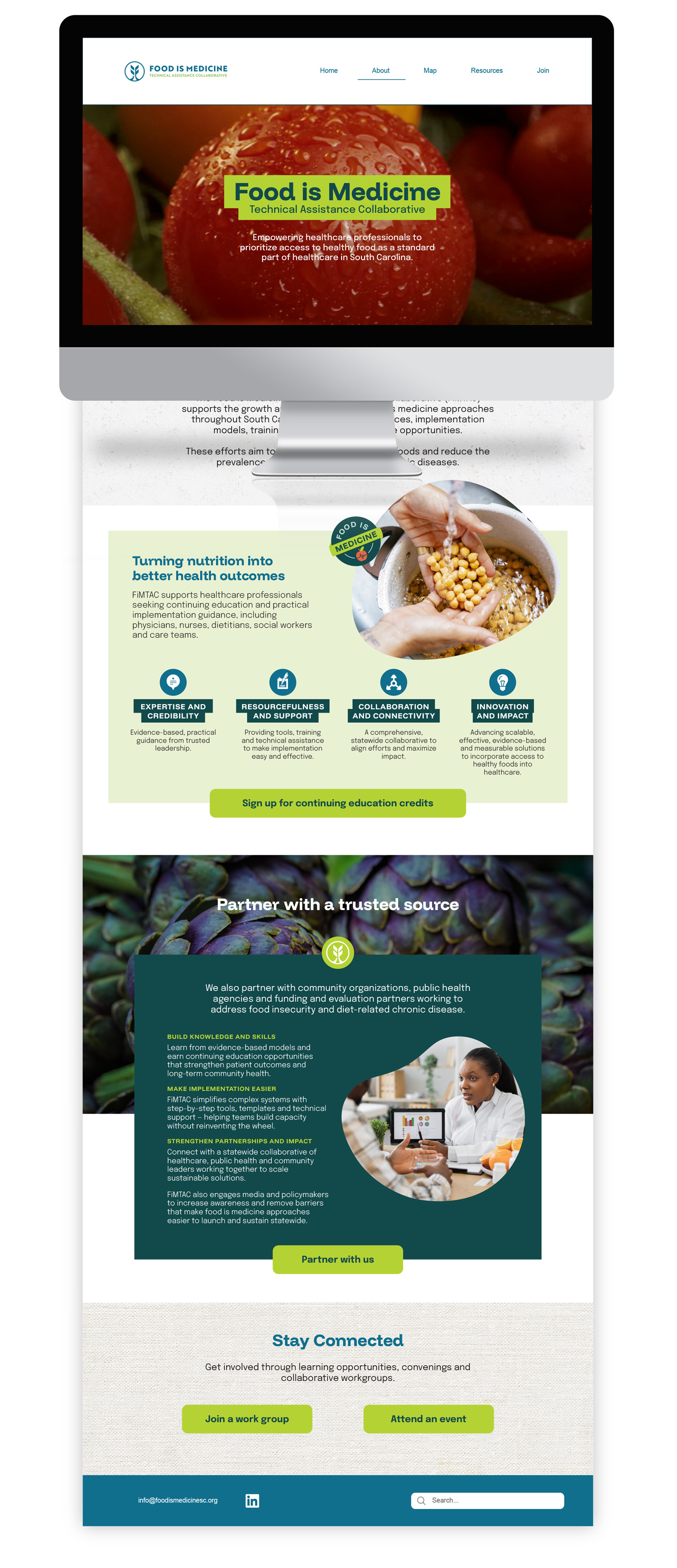 A mockup of the Food Is Medicine landing page