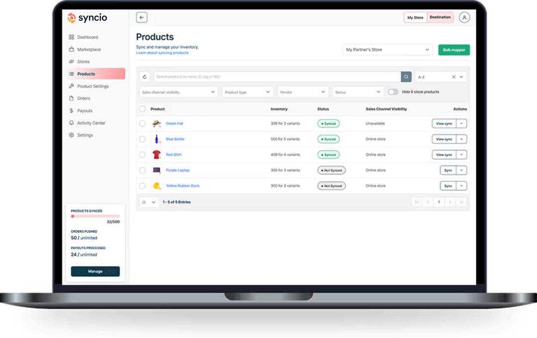 Syncio - Shopify Multi-Store Inventory & Product Sync