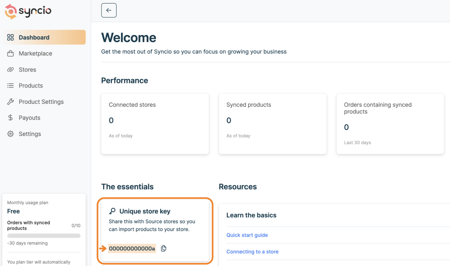 Connecting stores on Syncio