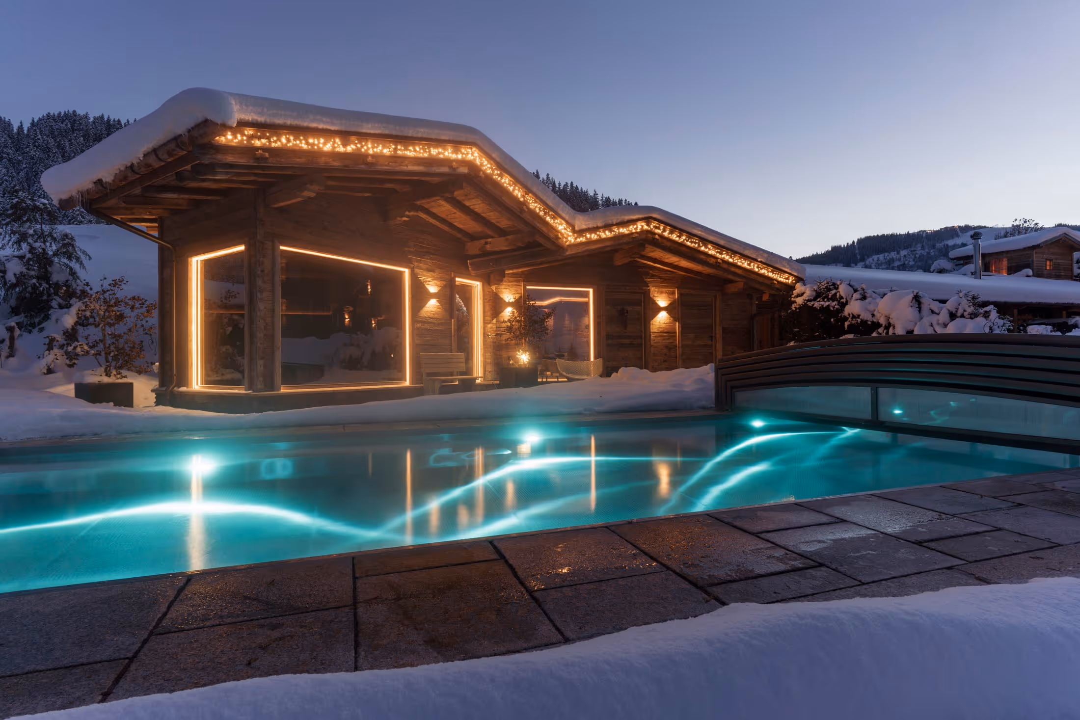 Der Wellnessbereich im Winter.
