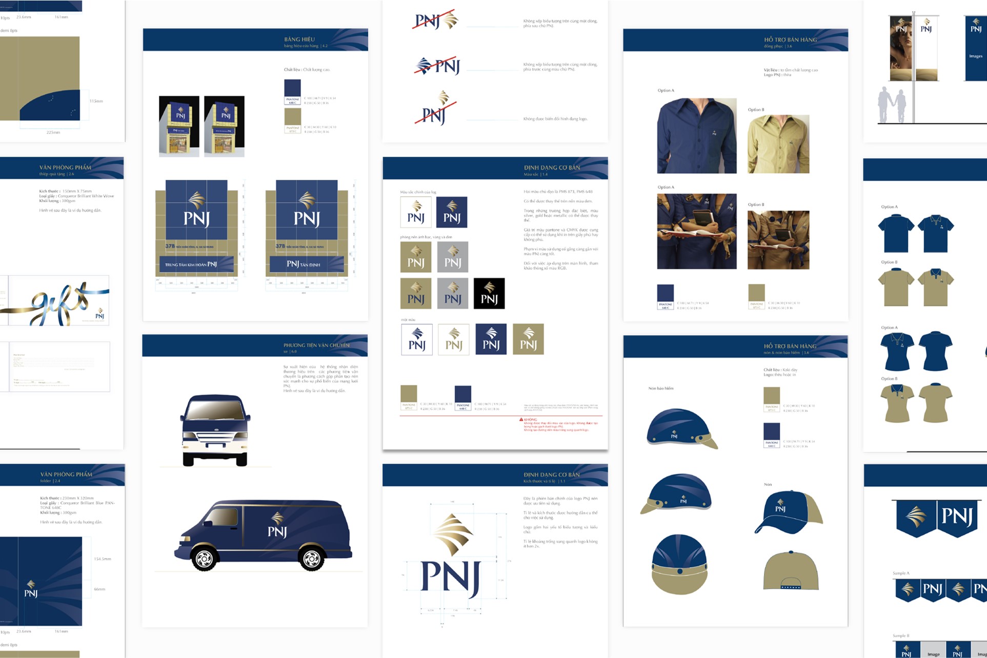 Samples from the March 2008 edition of the PNJ brand identity guidebook