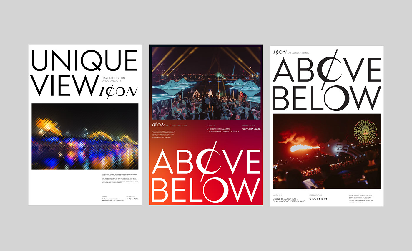 The design and typography of the ICON Sky Lounge posters