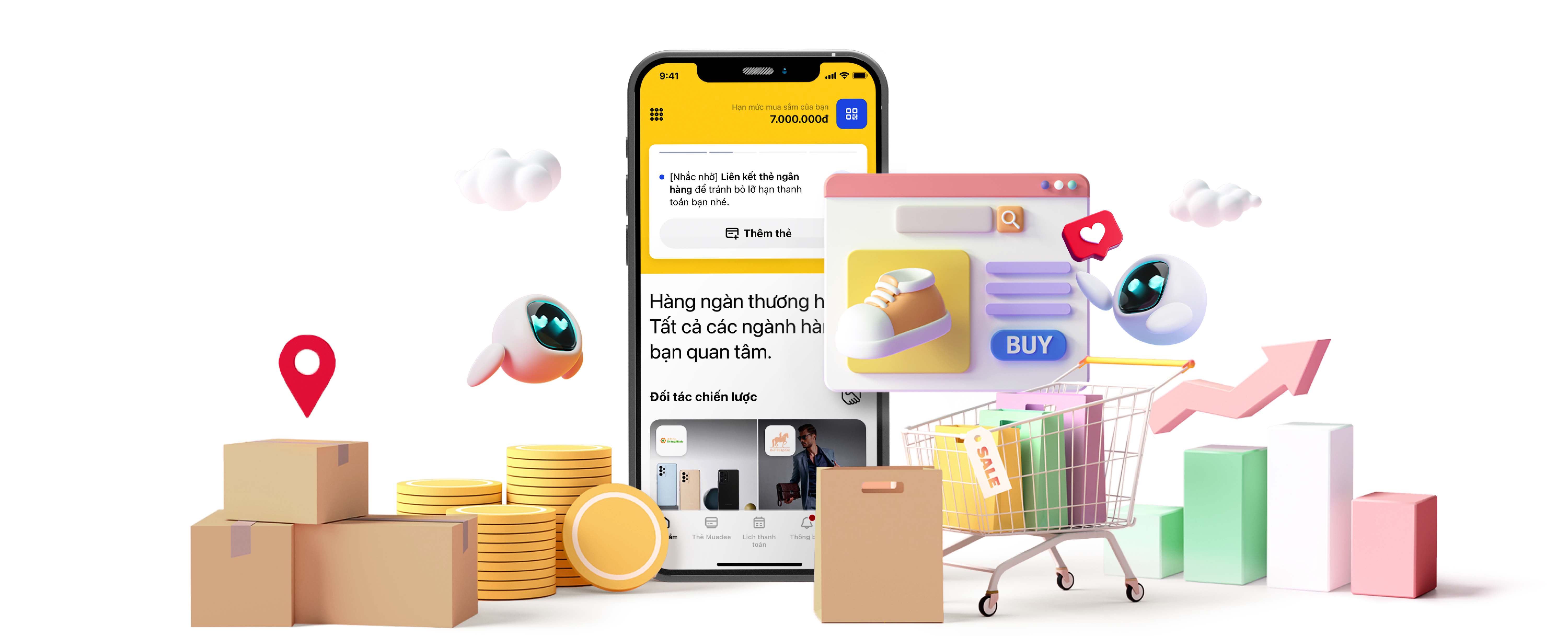 Muadee by HD Bank app with 3D artwork for explanation