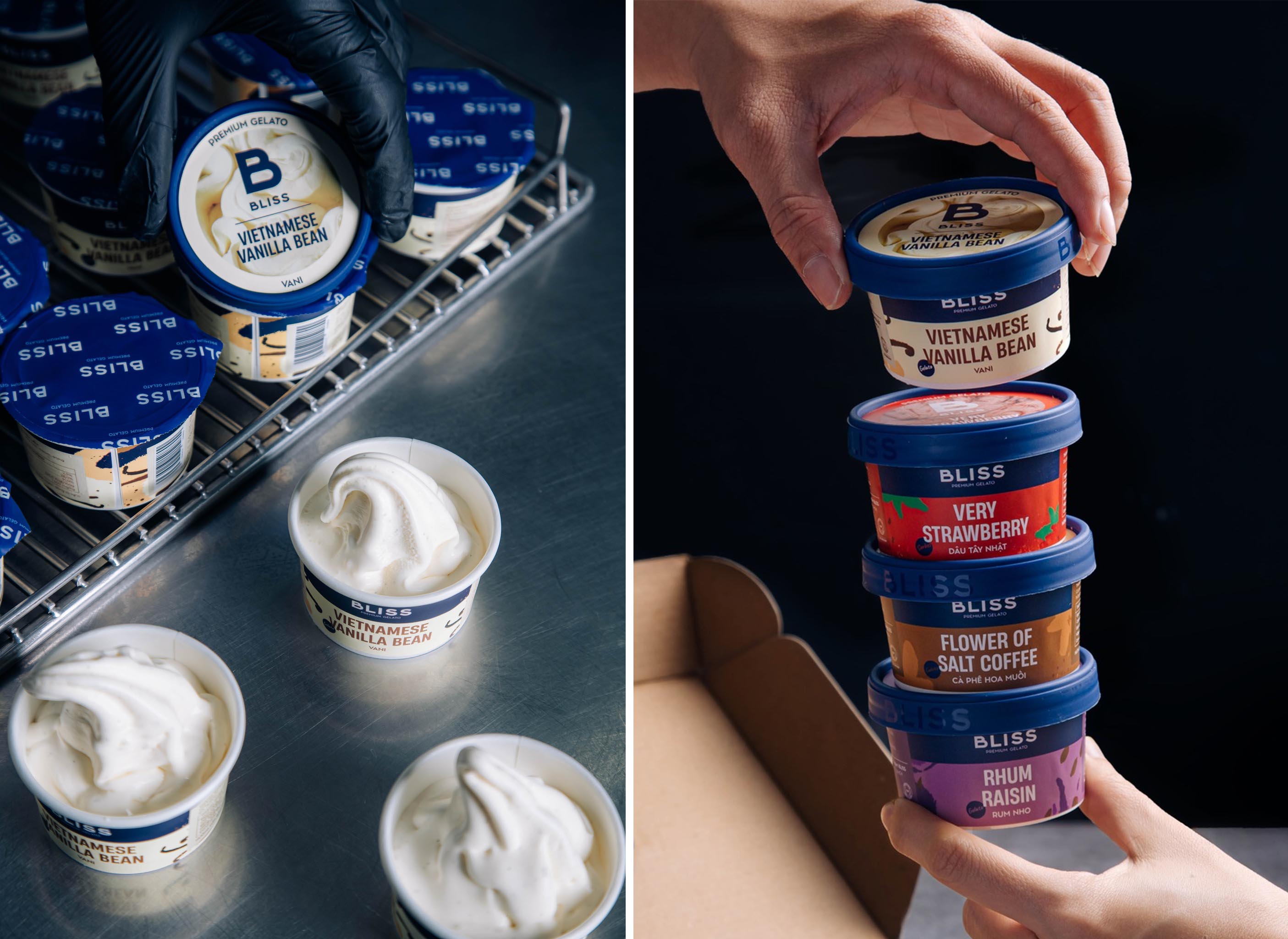 Details of the Bliss ice cream package design