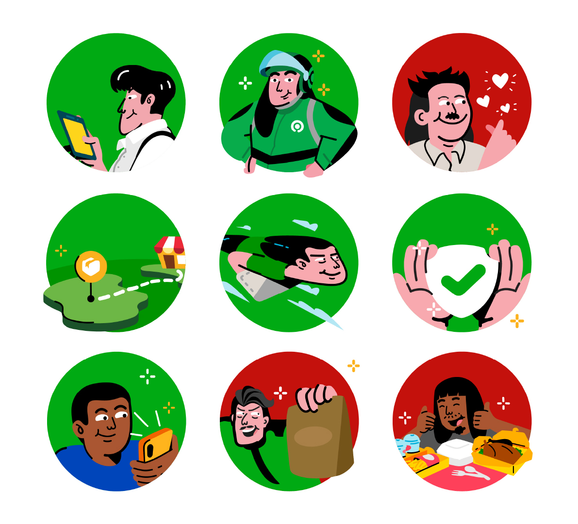 Gojek illustration style