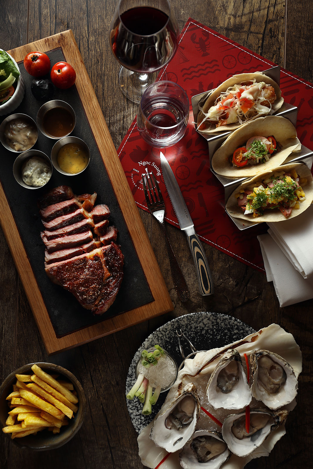 Ngoc Suong cuisine dishes and table branding