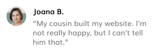 Testimonial about business owners trying to get a website without ueni