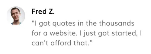 Testimonial about business owners trying to get a website without ueni