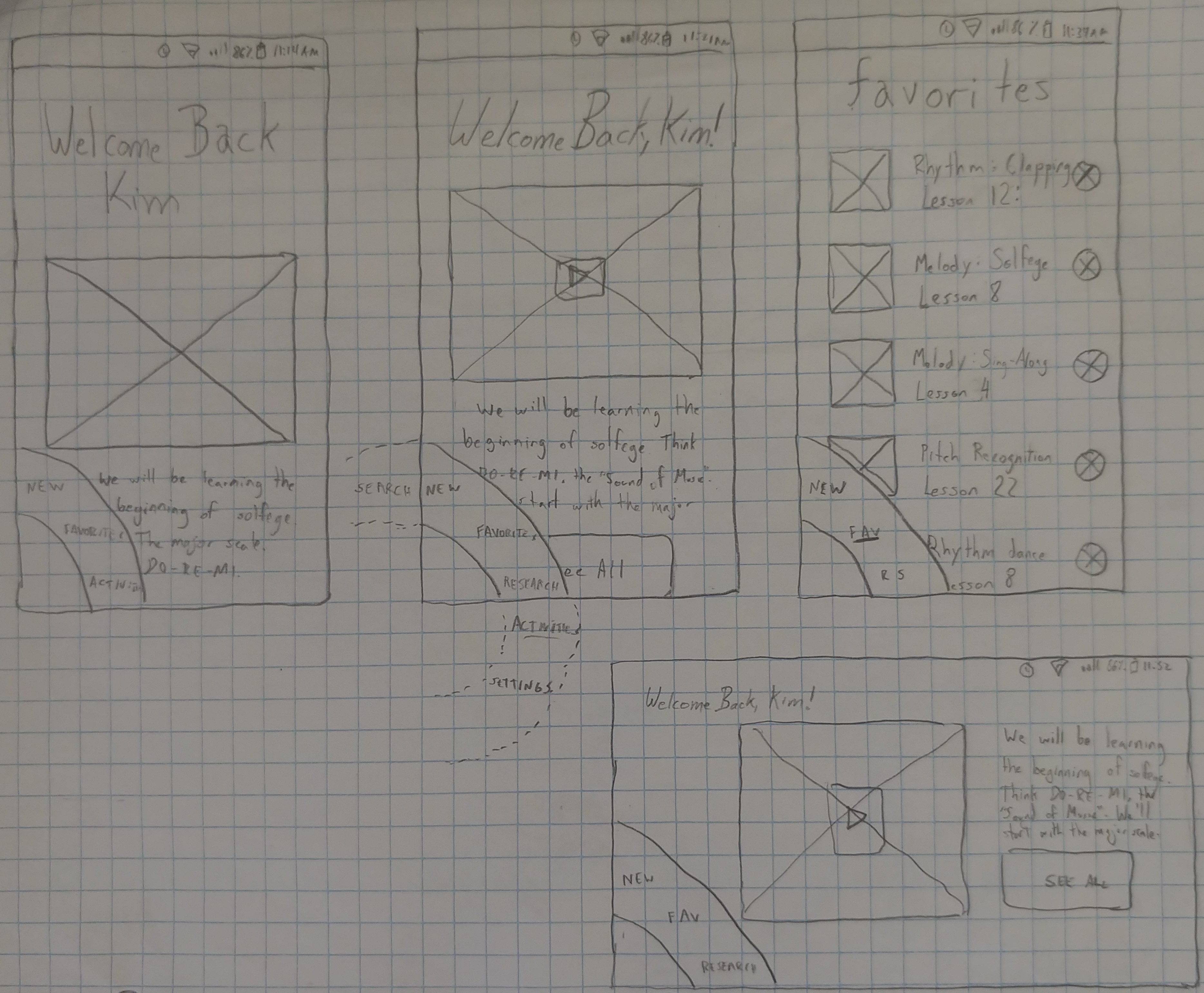 Wireframe sketches