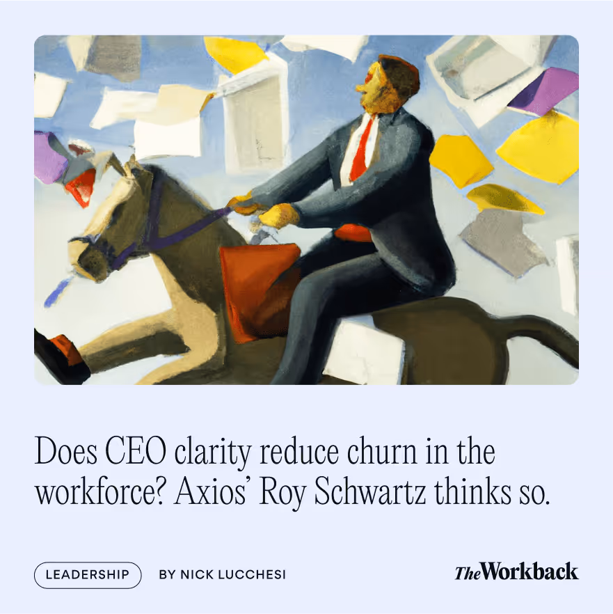 Social post with a businessman riding a horse