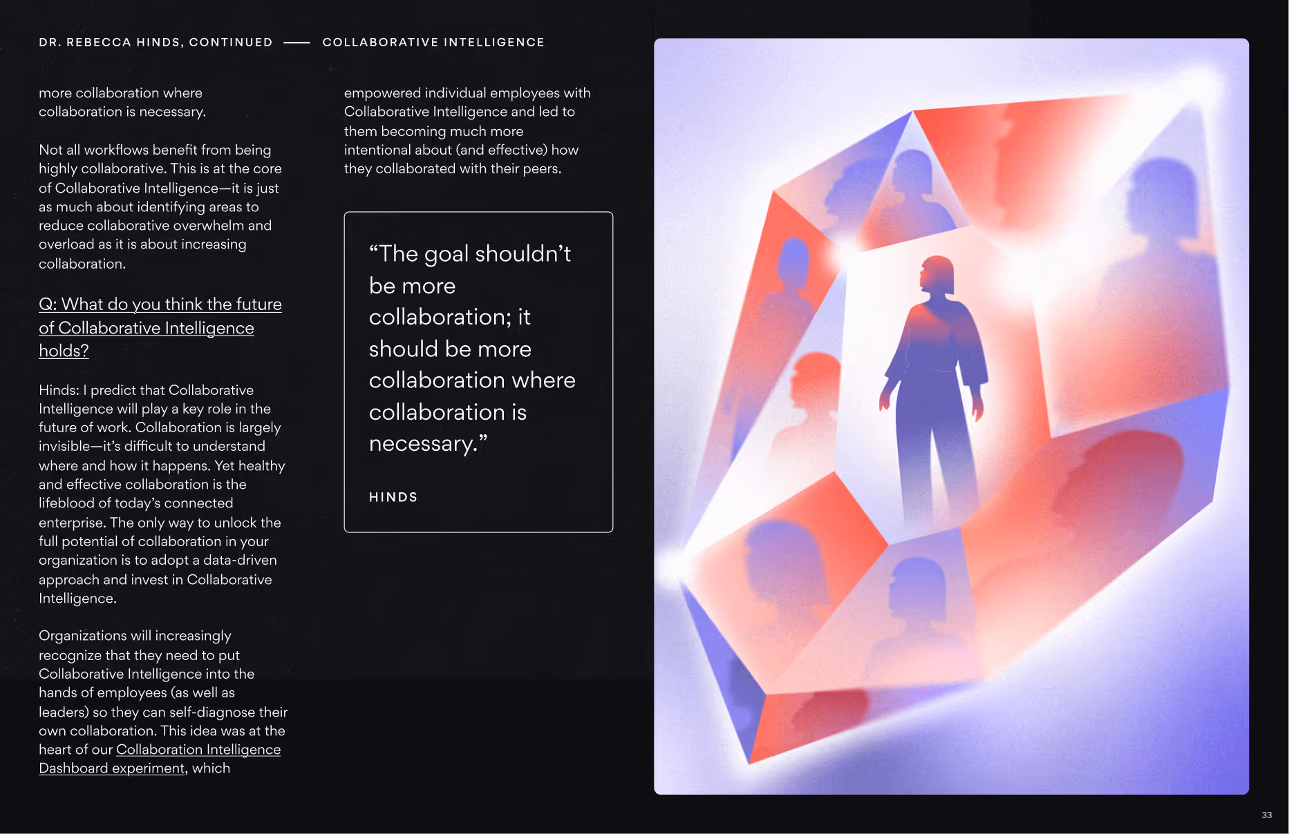 Woman in a purple and red gem illustration used on a report page